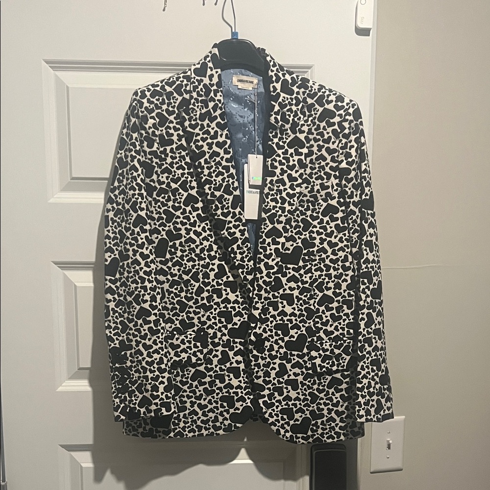 Black and White heart print blazer
